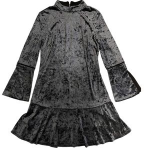 ABS Allen Schwartz Black / Grey Velvet Striped Long Sleeve Dress Womens Size 6